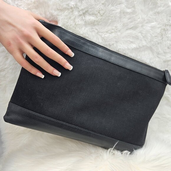 Balenciaga Black Canvas and Leather Medium Pouch - Picture 5 of 17